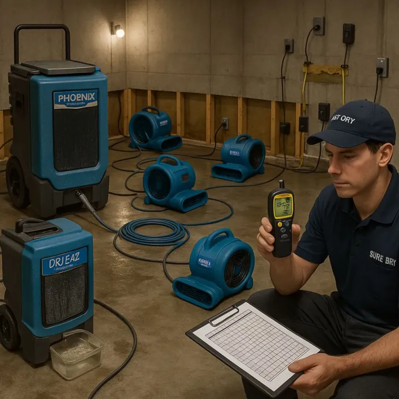 Structural Drying and Dehumidification process in Castroville, TX